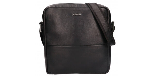 Pánska kožená taška cez rameno Lagen Bens – čierna
