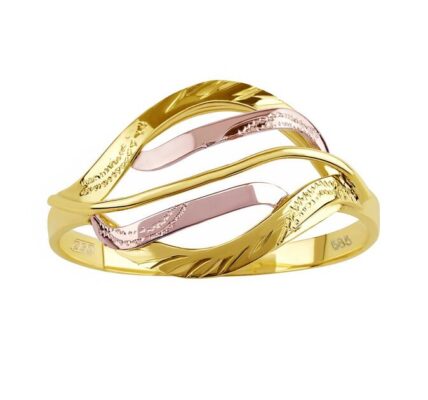 Zlatý prsteň s ručným rytím Adele zo žltého a ružového zlata veľkosť obvod 51 mm