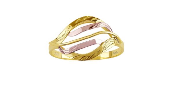 Zlatý prsteň s ručným rytím Adele zo žltého a ružového zlata veľkosť obvod 57 mm