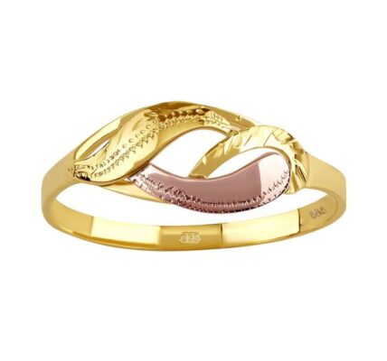 Zlatý prsteň s ručným rytím Kaira zo žltého a ružového zlata veľkosť obvod 61 mm