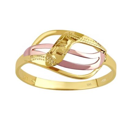 Zlatý prsteň s ručným rytím Rhea zo žltého a ružového zlata veľkosť obvod 53 mm