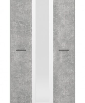 Trojdverová šatníková skriňa so zrkadlom geralt – betón/biela