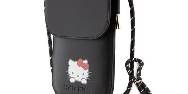 Taška na telefón Hello Kitty PU Daydreaming Logo Leather, čierna
