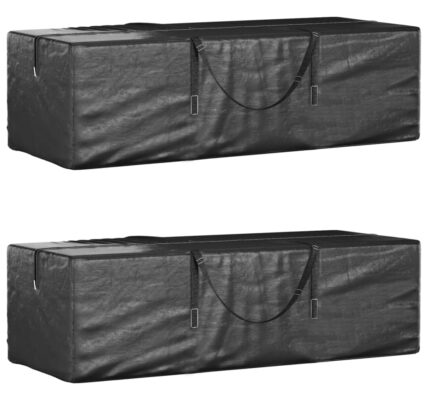vidaXL Tašky na záhradné vankúše 2 ks čierne 135x40x55 cm polyetylén