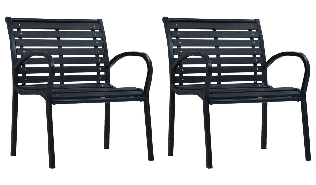 vidaXL Záhradné stoličky 2 ks čierne oceľové a WPC