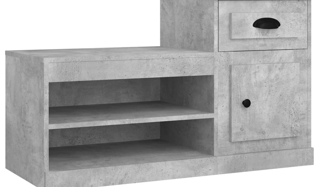vidaXL Botník betónovo sivý 100x42x60 cm kompozitné drevo
