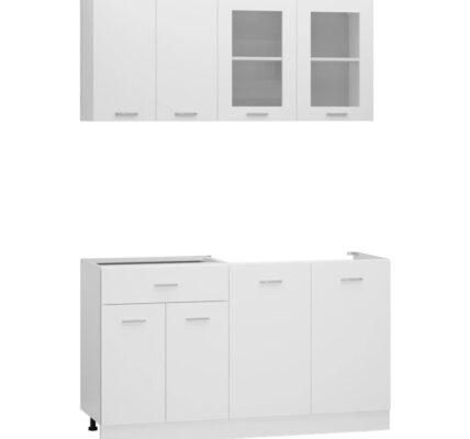 vidaXL 4-dielna súprava kuchynských skriniek biela drevotrieska