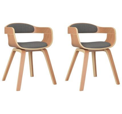 vidaXL Jedálenské stoličky 2ks, svetlosivé, ohýbané drevo a umelá koža