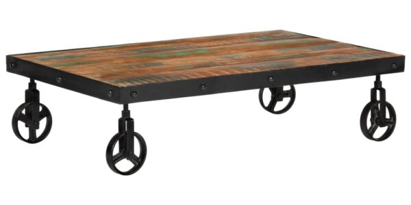 vidaXL Konferenčný stolík s kolieskami 100x60x26 cm recyklované drevo