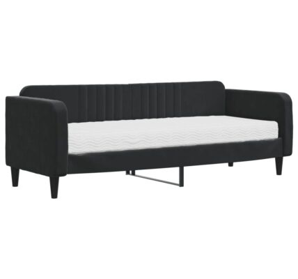 vidaXL Denná posteľ s matracom čierna 80×200 cm zamat