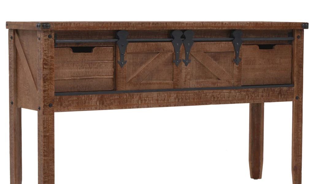 vidaXL Konzolový stolík z jedľového dreva 131×35,5×75 cm hnedý