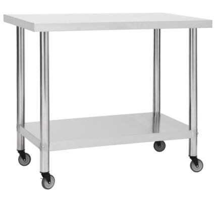 vidaXL Kuchynský pracovný stôl s kolieskami 80x60x85 cm nerezový