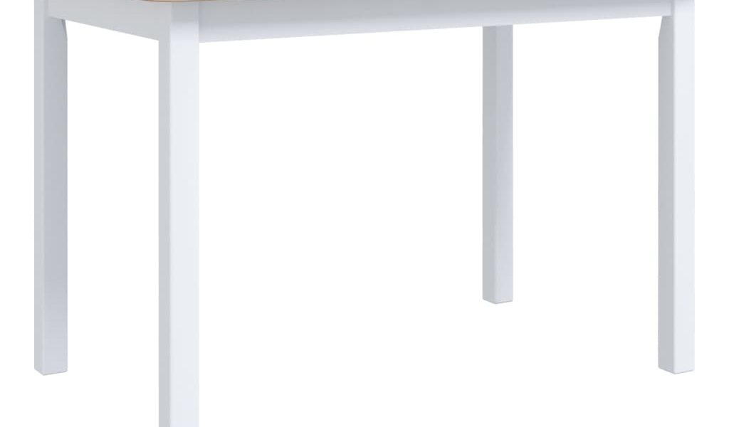 vidaXL Jedálenský stôl bielo-hnedý 114x71x75 cm kaučukové drevo