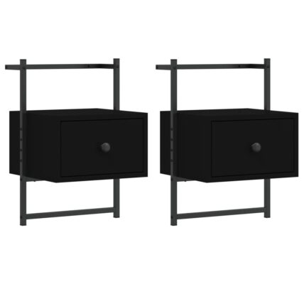 vidaXL Nočné skrinky nástenné 2 ks čierne 35x30x51 cm kompozitné drevo
