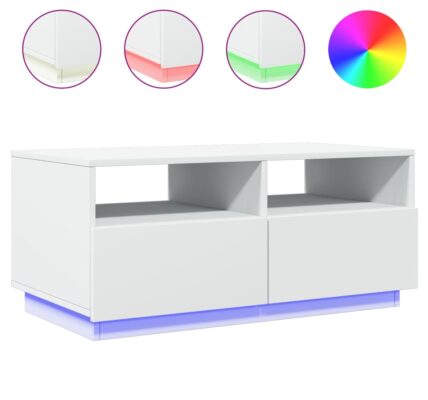 vidaXL Konferenčný stolík  s LED svetlami biely 50x49x40 cm