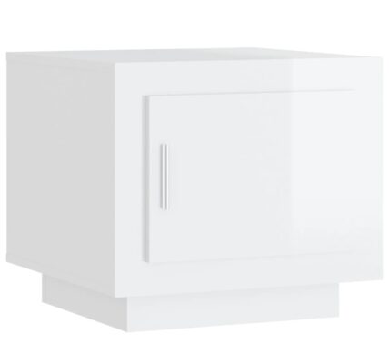 vidaXL Konferenčný stolík lesklý biely 51x50x45 cm spracované drevo
