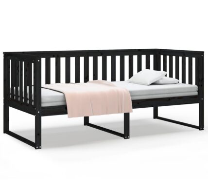vidaXL Denná posteľ čierna 90×200 cm borovicový masív