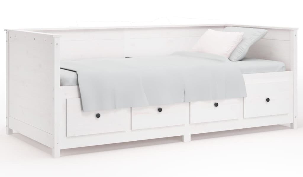 vidaXL Denná posteľ biela 90×200 cm borovicový masív