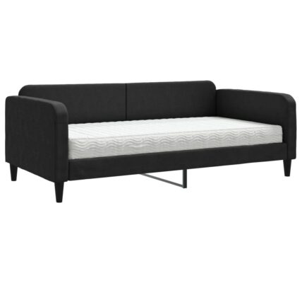 vidaXL Denná posteľ s matracom čierna 100×200 cm látka