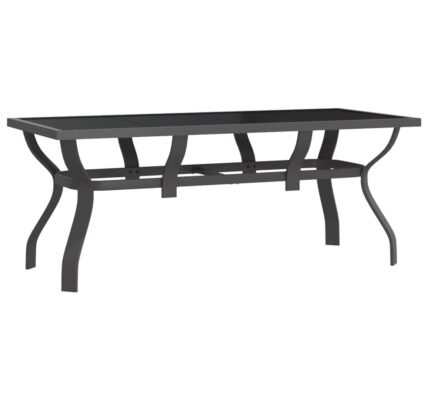 vidaXL Záhradný stôl sivo-čierny 180x80x70 cm oceľ a sklo
