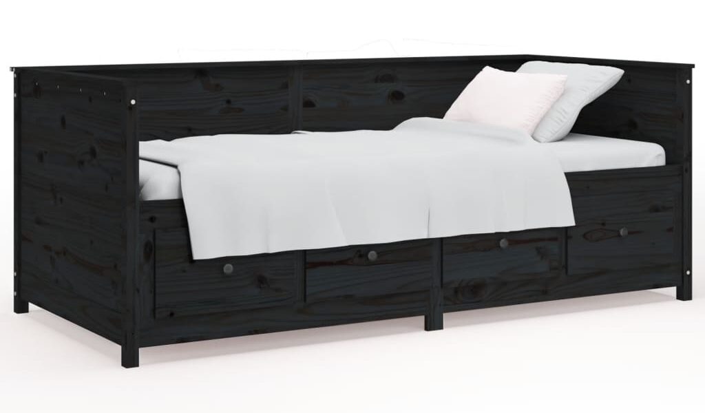 vidaXL Denná posteľ čierna 75×190 cm borovicový masív