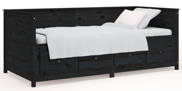 vidaXL Denná posteľ čierna 75×190 cm borovicový masív