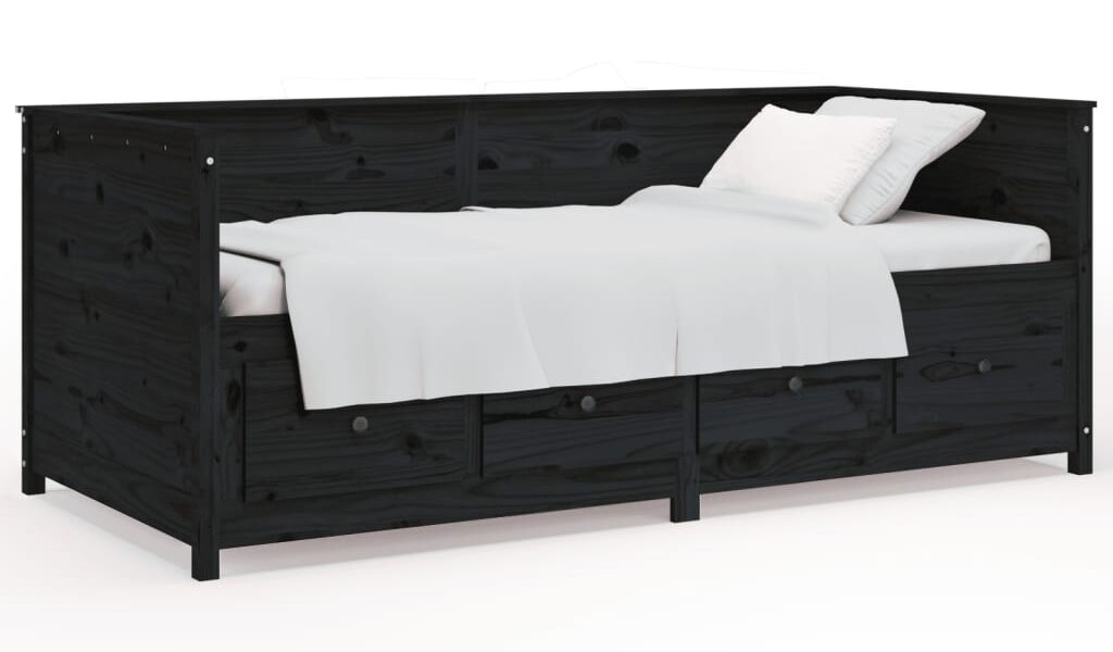vidaXL Denná posteľ čierna 100×200 cm borovicový masív