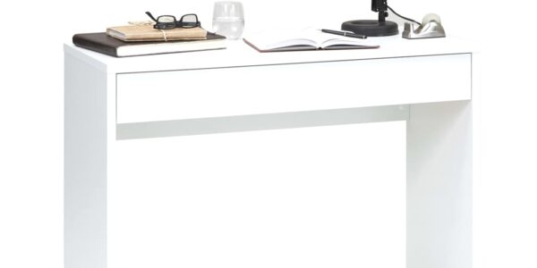 FMD Stôl so širokou zásuvkou biely 100x40x80 cm