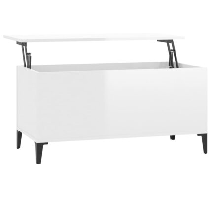 vidaXL Konferenčný stolík lesklý biely 90×44,5×45 cm spracované drevo
