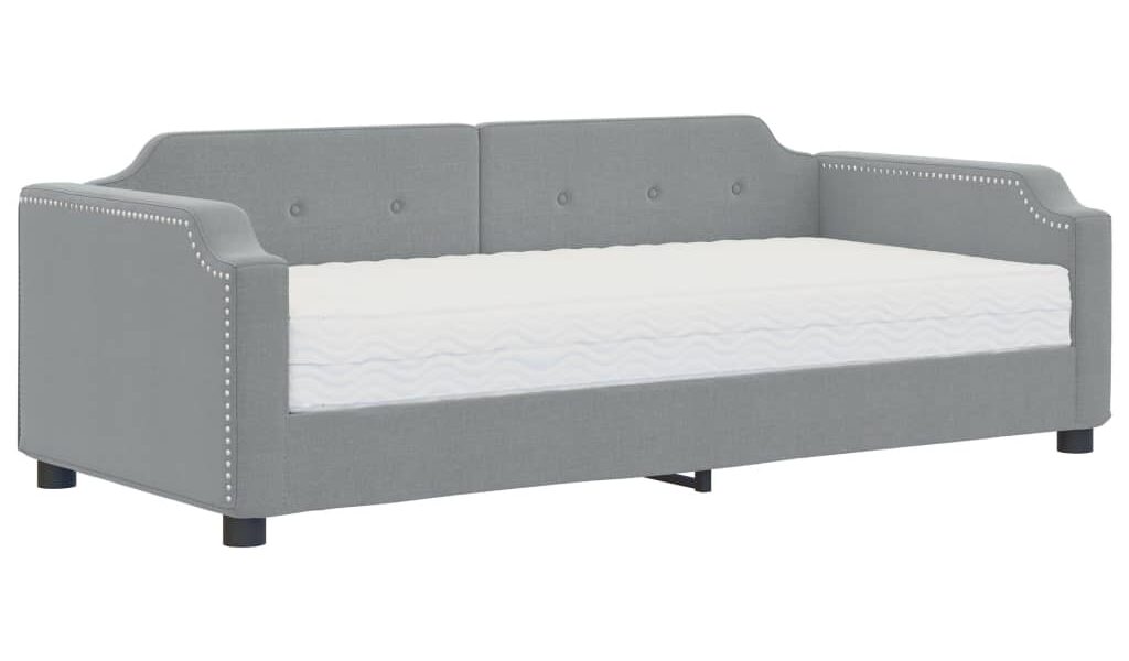 vidaXL Denná posteľ s matracom bledosivá 90×200 cm látka