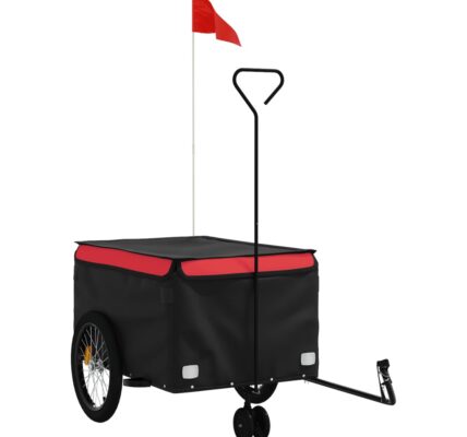 vidaXL Vozík za bicykel, čierno červený 45 kg, železo
