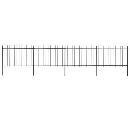 vidaXL Oceľový záhradný plot so špicatými vrchmi čierny 6,8×1,2 m