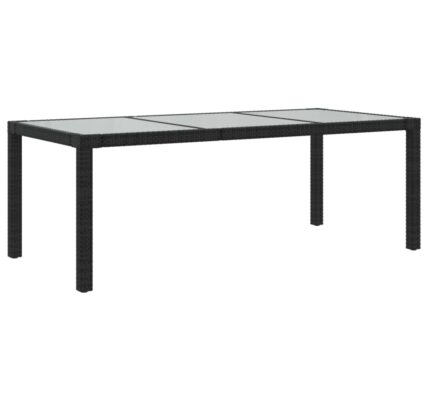 vidaXL Záhradný stôl čierny 190x90x75 cm tvrdené sklo a polyratan