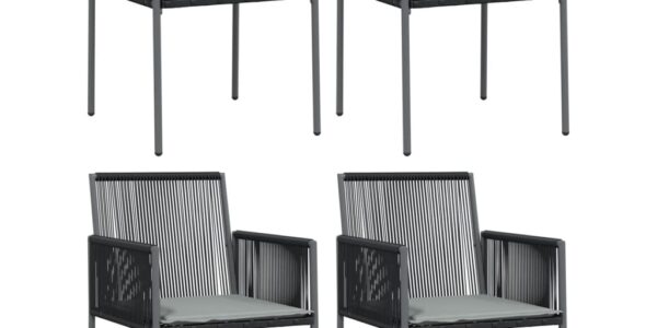 vidaXL Záhradné stoličky a vankúše 4ks čierne 54×60,5×83,5cm polyratan