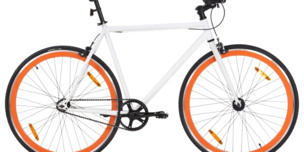 vidaXL Bicykel s pevným prevodom bielo-oranžový 700c 55 cm