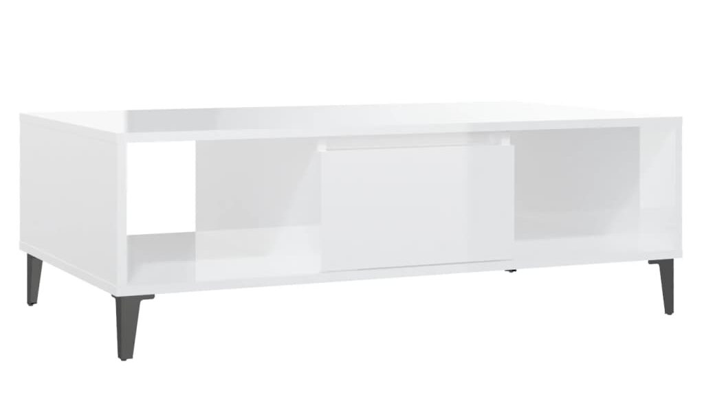 vidaXL Konferenčný stolík lesklý biely 103,5x60x35 cm drevotrieska