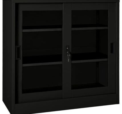 vidaXL Skriňa s posuvnými dverami čierna 90x40x90 cm oceľ