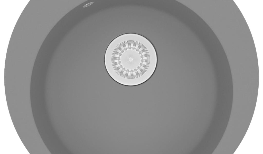 vidaXL Granitový kuchynský drez s jednou vaničkou, okrúhly, sivý