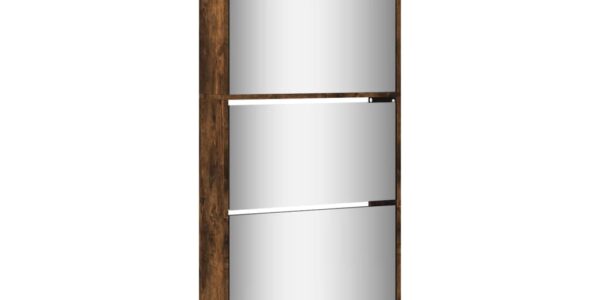 vidaXL Botník so zrkadlom 5-poschodový dymový dub 63x17x169,5 cm