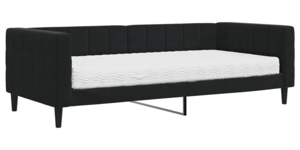 vidaXL Denná posteľ s matracom čierna 90×200 cm zamat