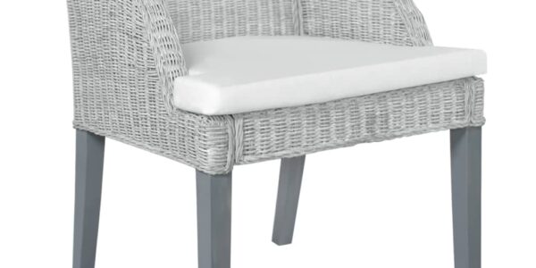 vidaXL Jedálenská stolička s podložkou sivá prírodný ratan