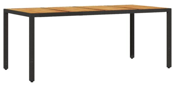 vidaXL záhradný stôl s akáciovou doskou čierny 190x90x75 cm polyratan