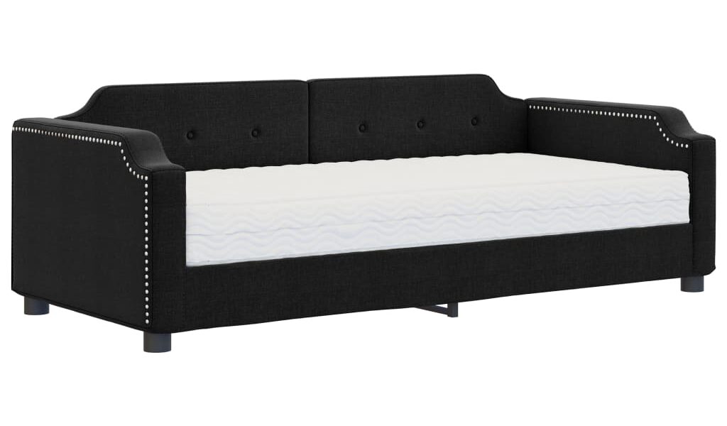vidaXL Denná posteľ s matracom čierna 80×200 cm látka