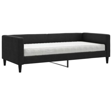 vidaXL Denná posteľ s matracom čierna 90×190 cm látka
