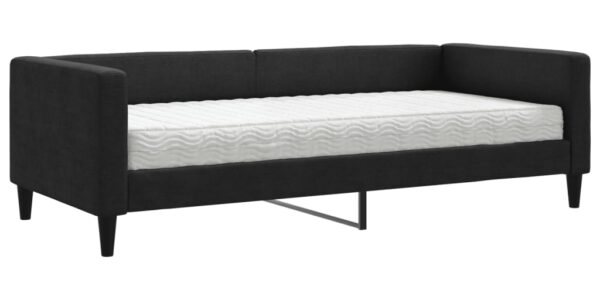 vidaXL Denná posteľ s matracom čierna 90×190 cm látka