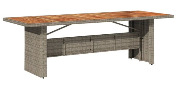 vidaXL Záhradný stôl s akáciovou doskou sivý 240x90x75 cm polyratan
