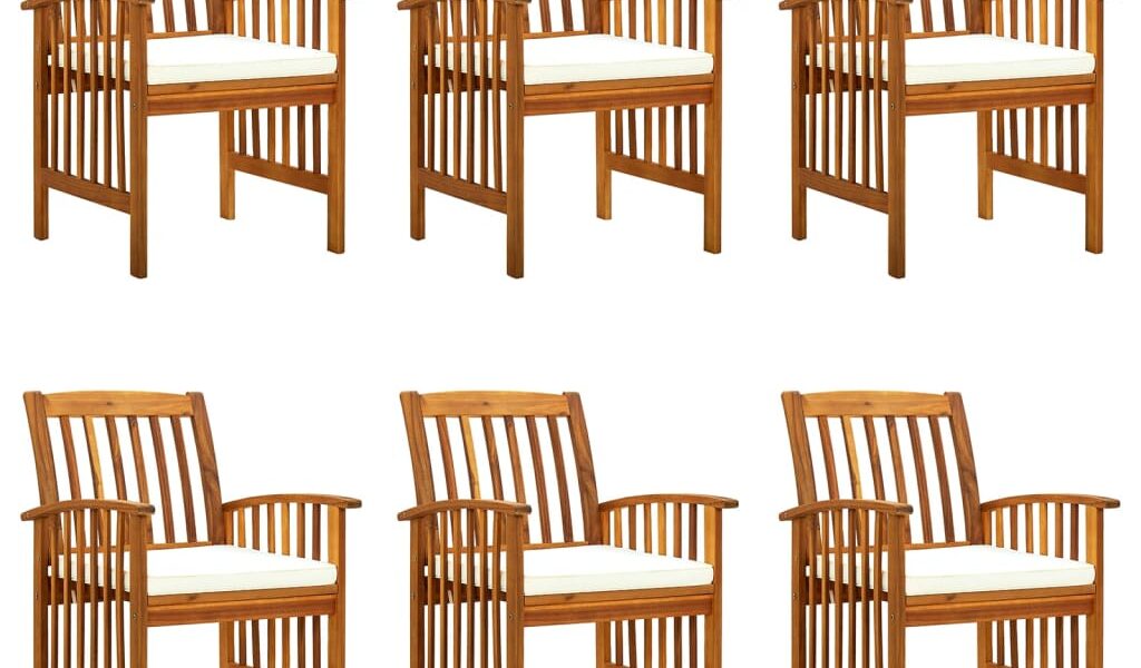 vidaXL Záhradné jedálenské stoličky 6 ks so sedákmi akáciový masív