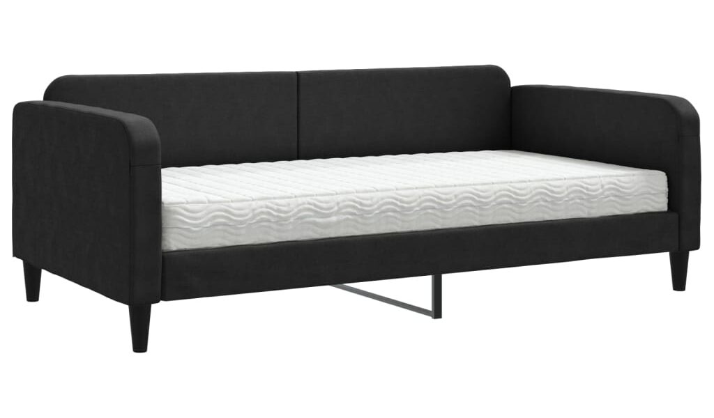 vidaXL Denná posteľ s matracom čierna 100×200 cm látka