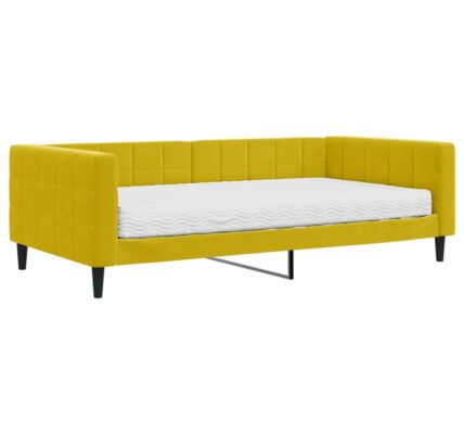 vidaXL Denná posteľ s matracom žltá 100×200 cm zamat