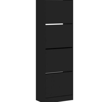 vidaXL Botník so 4 výklopnými zásuvkami čierny 60x34x187,5 cm